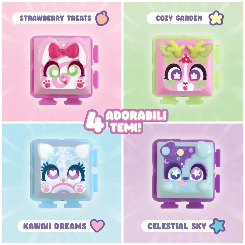 Goliath - CLICKEEZ Multipack - 5 tasti Kawaii Click Toy - Keycap Tasto Trasformabile in Portachiavi - Effetto ASMR - Fidget Toy - 70 Personaggi Carini ed Esclusivi da Collezione - da 6 Anni
