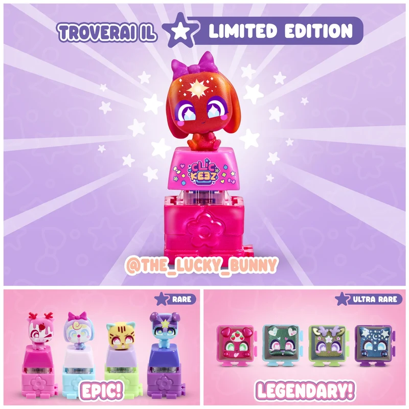 Goliath - CLICKEEZ Multipack - 5 tasti Kawaii Click Toy - Keycap Tasto Trasformabile in Portachiavi - Effetto ASMR - Fidget Toy - 70 Personaggi Carini ed Esclusivi da Collezione - da 6 Anni