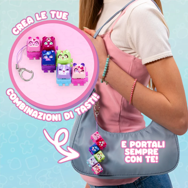 Goliath - CLICKEEZ Multipack - 5 tasti Kawaii Click Toy - Keycap Tasto Trasformabile in Portachiavi - Effetto ASMR - Fidget Toy - 70 Personaggi Carini ed Esclusivi da Collezione - da 6 Anni
