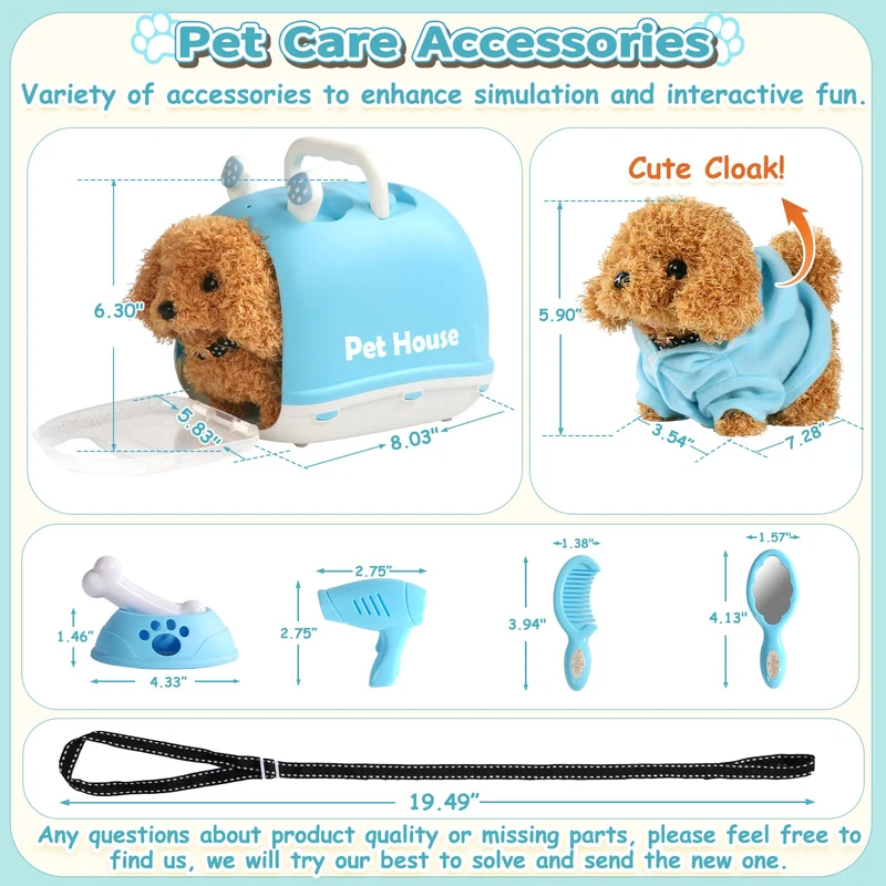 TONZE Cagnolino che Abbaia e Cammina Giochi Bambini 2 3 4 Anni Cane Giocattolo che Cammina e Abbaia Regalo Bambina 2 3 4 Anni Peluche Cane Realistico Animali Giocattolo per Bambini