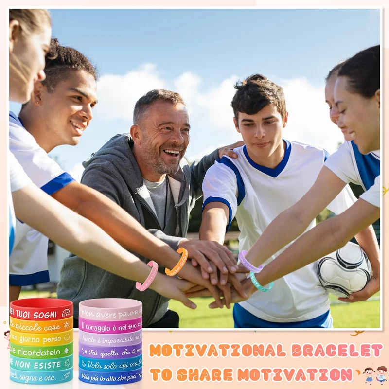Tccydm 24 Braccialetti Bambini con Frasi Motivazionali, Braccialetti Silicone Colorati Amicizia, Gadget Compleanno Bambini, Regalini Fine Festa, Regalo bambini, Pensierini Festa Scuola