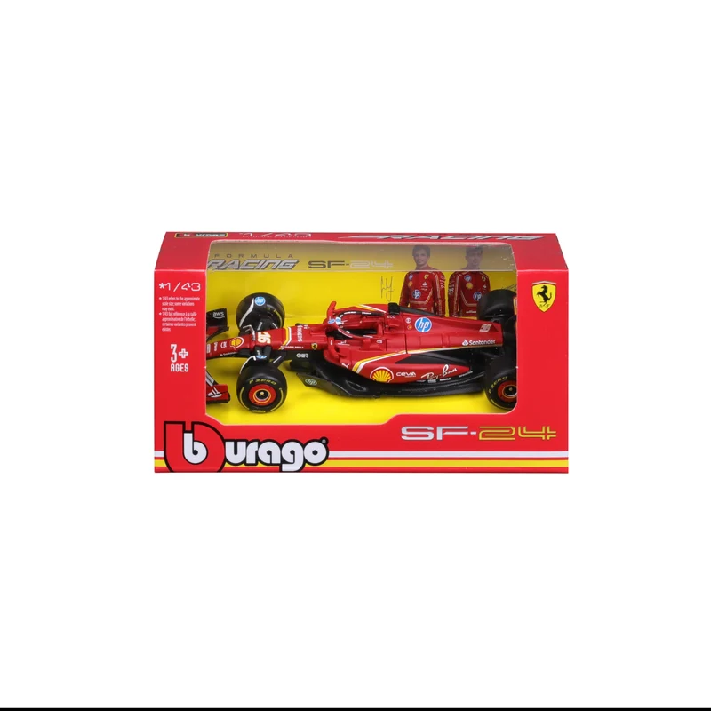 Burago Ferrari SF-24 Charles Leclerc #16 2024 - Modellino Realistico Auto in Scala 1:43, Guidata da Charles Leclerc, Licenza Ufficiale Ferrari, Età consigliata 3+ Anni