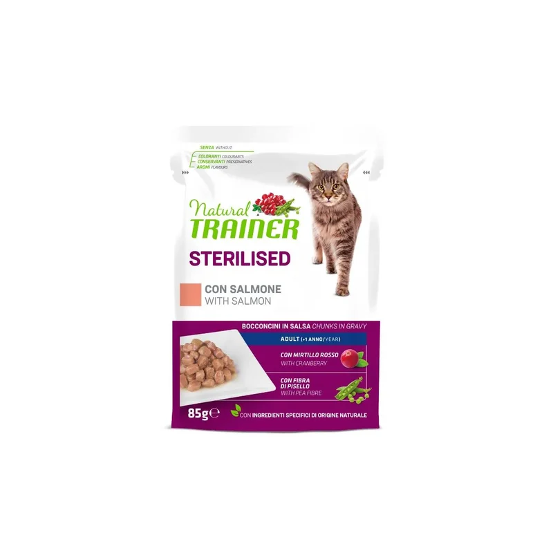 Natural Trainer Sterilised con Salmone 85g - Gatti Adulti Sterilizzati