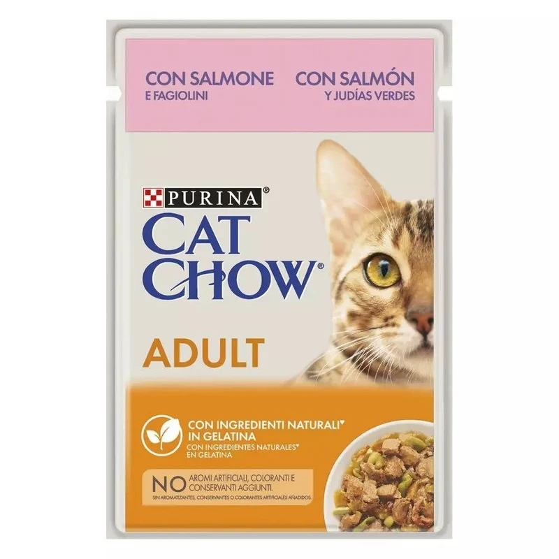 Cat Chow Adult Salmone e Fagiolini in Gelatina 85g – Gatto Adulto