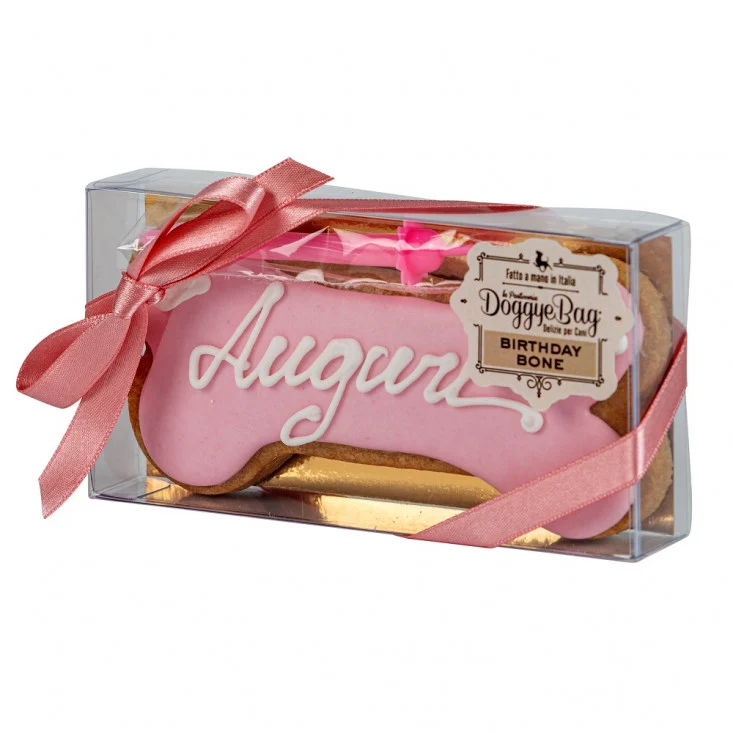 DoggyeBag Birthday Bone Biscotto per Cani Rosa 85 g