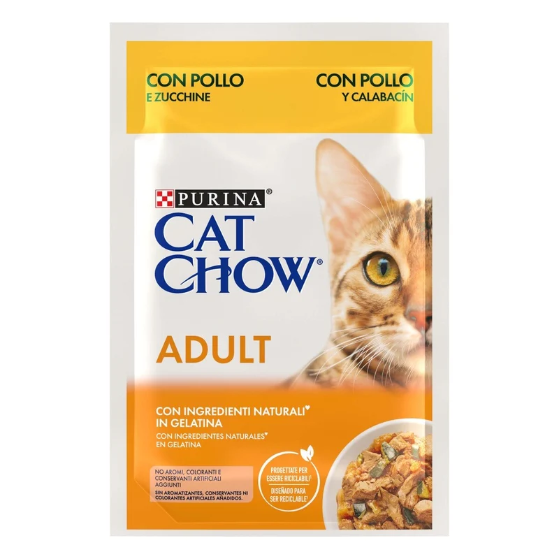 Cat Chow Adult Pollo e Zucchine in Gelatina 85g - Gatto Adulto