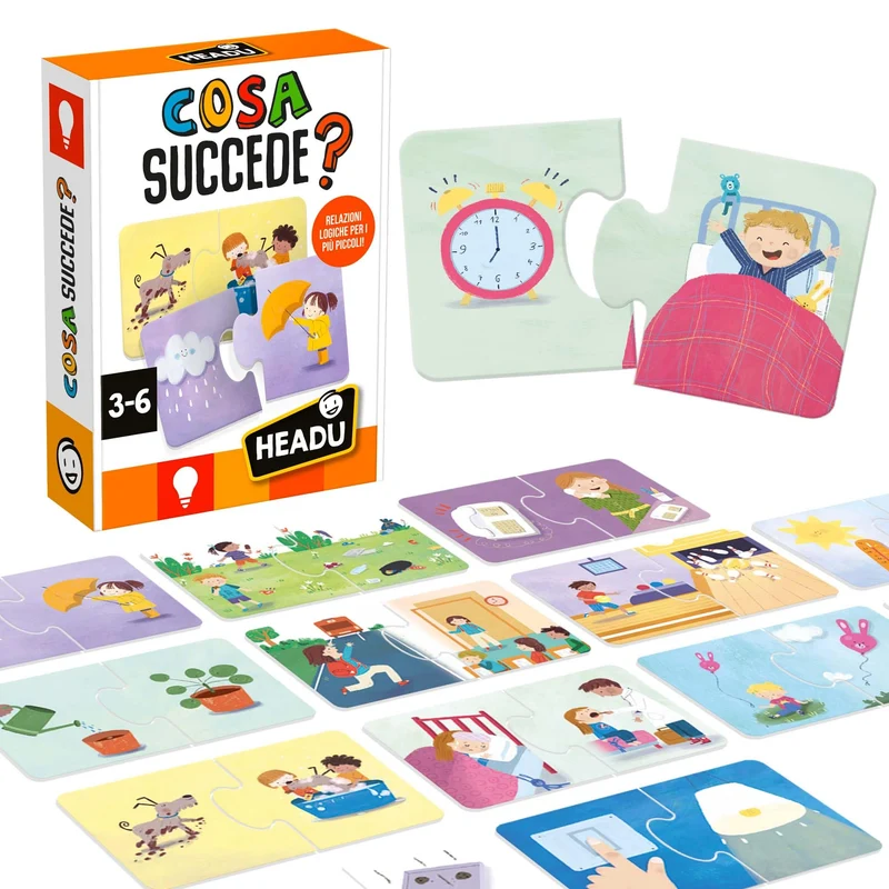 HEADU - Cosa Succede - Comprendere le Relazioni! | Giochi Educativi Bambini 3 4 5 Anni, Gioco Didattico per Sviluppare il Pensiero Logico, Regalo Bambino Regalo Bambina, Made in Italy