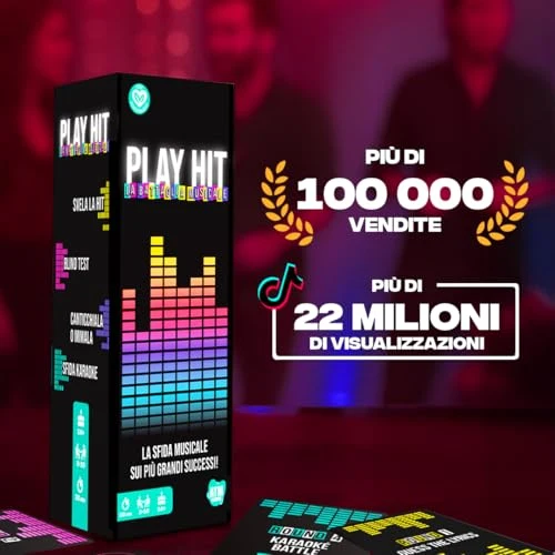 ATM Gaming PLAY HIT - Gioco da Tavolo Musicale - Blind Test, Karaoke e Quiz per Feste - 2 a 10 Giocatori - Divertente, Dinamico e a Squadre - Perfetto per Serate, Famiglie e Amici - Italiano