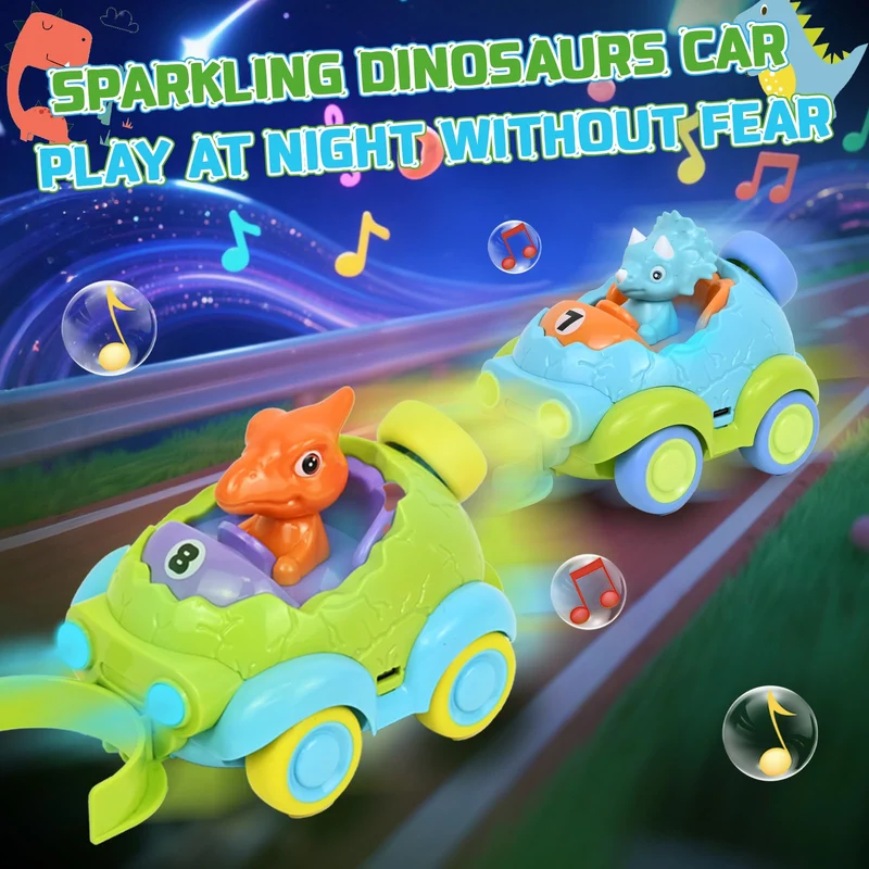 PATEMZON Macchina Telecomandata per Bambini, 2 Pezzi Dinosauro Auto Telecomandata Giochi, Monster Truck Unicorno Giocattolo con Luci e Musica, Calcio, Regalo Bambino 2 3 4 5 6 Anni Maschio