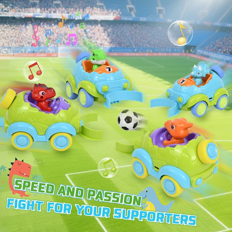 PATEMZON Macchina Telecomandata per Bambini, 2 Pezzi Dinosauro Auto Telecomandata Giochi, Monster Truck Unicorno Giocattolo con Luci e Musica, Calcio, Regalo Bambino 2 3 4 5 6 Anni Maschio