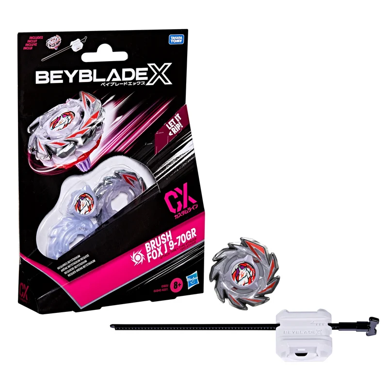 Hasbro Beyblade X, Set Starter Pack Brush Fox J 9-70GR CX con Trottola bey di Attacco e Lanciatore