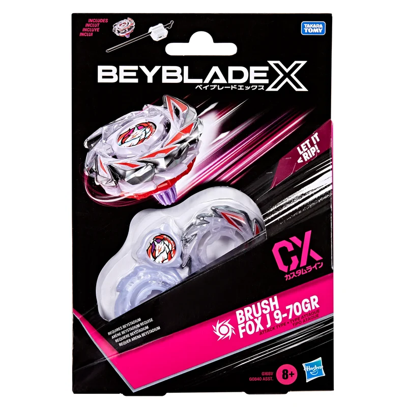 Hasbro Beyblade X, Set Starter Pack Brush Fox J 9-70GR CX con Trottola bey di Attacco e Lanciatore