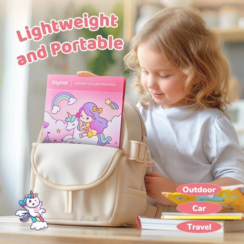 JoyCat album da colorare per bambini, set di pittura ad acquerello per bambini dai 3-5 ai 4-8 anni,attività di disegno artistico e artigianale, regalo di compleanno per ragazzi e ragazze