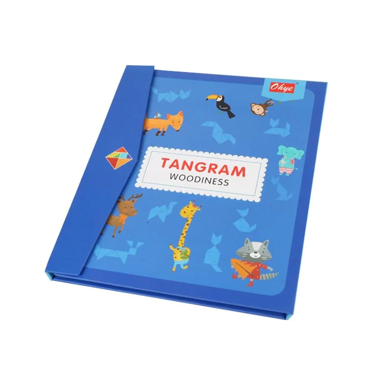 NIWWIN Tangram magnetico di legno, gioco di puzzle, giocattoli da costruzione, gioco di viaggio, esercizio mentale, libro QI con soluzioni, giocattolo educativo per bambini,3 4 5 6 anni. (blu)