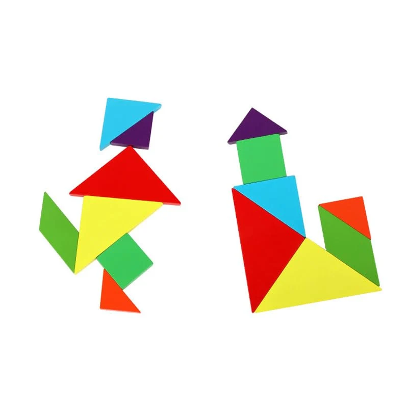 NIWWIN Tangram magnetico di legno, gioco di puzzle, giocattoli da costruzione, gioco di viaggio, esercizio mentale, libro QI con soluzioni, giocattolo educativo per bambini,3 4 5 6 anni. (blu)