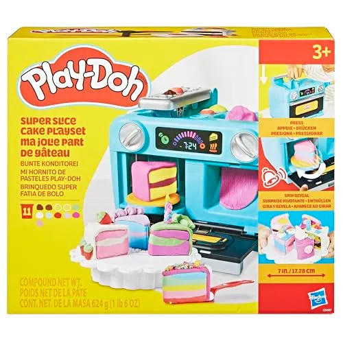 Hasbro Play-Doh, Playset Super Fetta di Torta, Arti e Mestieri Creativi per Bambini e Bambine dai 3 Anni in Su, Include 11 Vasetti di Pasta Modellabile e Accessori