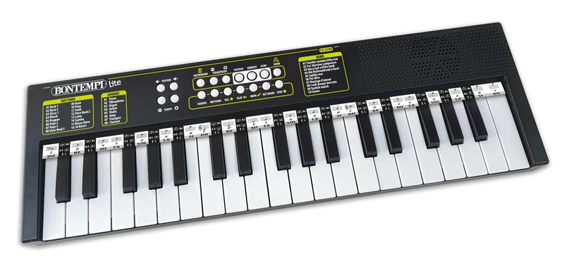 Bontempi 15 3780 KeyRhythm - Tastiera Digitale a 37 Tasti, Passo 2 cm con Funzione Apprendimento, Presa per Cuffie, USB-C, 480x150x40 mm, per Bambini e Principianti