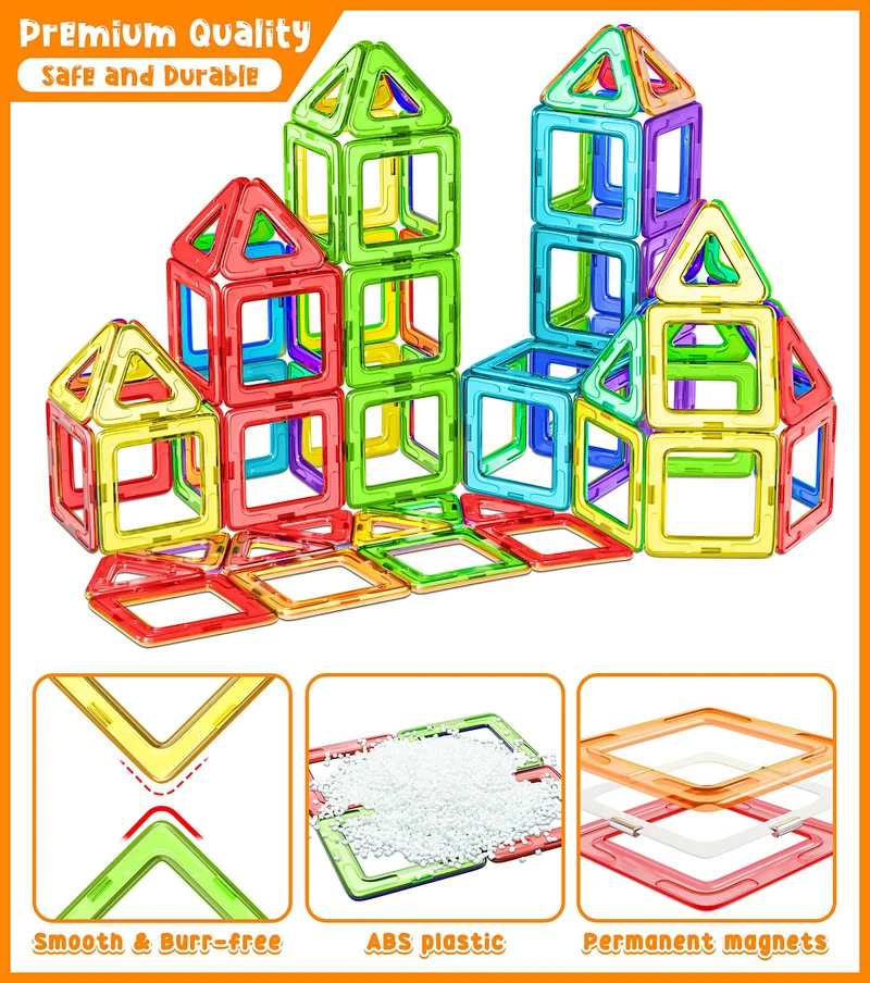 COOLJOYA Costruzioni Magnetiche 50 Pezzi, Costruzioni per Bambini 3 Anni Magneti Bambini, Costruzioni Magnetiche, Giochi per Bambini Giochi Montessori 3 4 5 6 7 8 Anni,Regali di Halloween