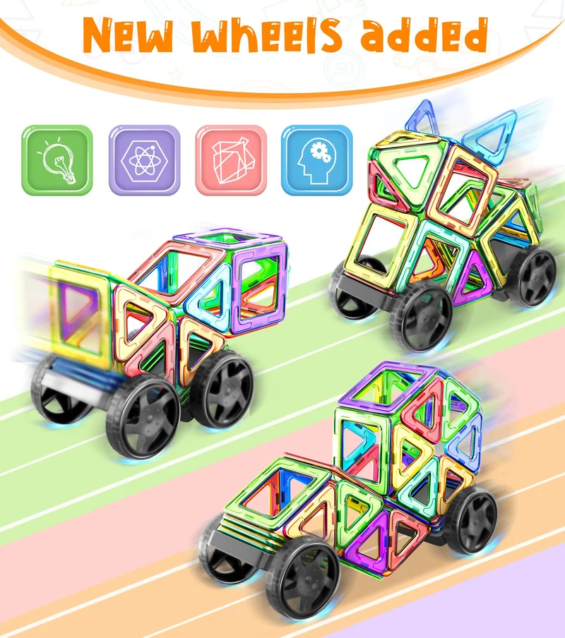 COOLJOYA Costruzioni Magnetiche 50 Pezzi, Costruzioni per Bambini 3 Anni Magneti Bambini, Costruzioni Magnetiche, Giochi per Bambini Giochi Montessori 3 4 5 6 7 8 Anni,Regali di Halloween