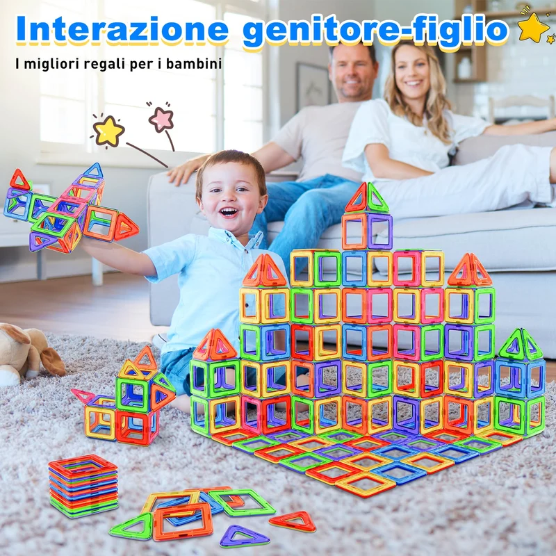 Lovchil Costruzioni Magnetiche, Blocchi Costruzioni Magnetici, Giochi Magnetici per Bambini 3 4 5 6 7 8 Anni, Montessori STEM, Scelta Regalo Perfetta per Ragazzi e Ragazze dai 3-8 Ann - 40 Pezzi
