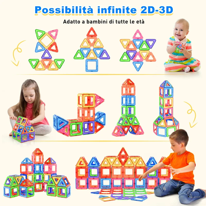 Lovchil Costruzioni Magnetiche, Blocchi Costruzioni Magnetici, Giochi Magnetici per Bambini 3 4 5 6 7 8 Anni, Montessori STEM, Scelta Regalo Perfetta per Ragazzi e Ragazze dai 3-8 Ann - 40 Pezzi