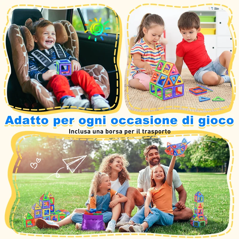 Lovchil Costruzioni Magnetiche, Blocchi Costruzioni Magnetici, Giochi Magnetici per Bambini 3 4 5 6 7 8 Anni, Montessori STEM, Scelta Regalo Perfetta per Ragazzi e Ragazze dai 3-8 Ann - 40 Pezzi