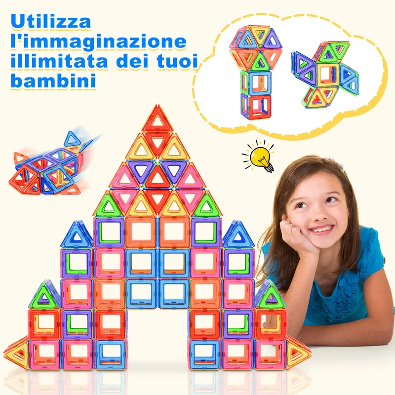 Lovchil Costruzioni Magnetiche, Blocchi Costruzioni Magnetici, Giochi Magnetici per Bambini 3 4 5 6 7 8 Anni, Montessori STEM, Scelta Regalo Perfetta per Ragazzi e Ragazze dai 3-8 Ann - 40 Pezzi