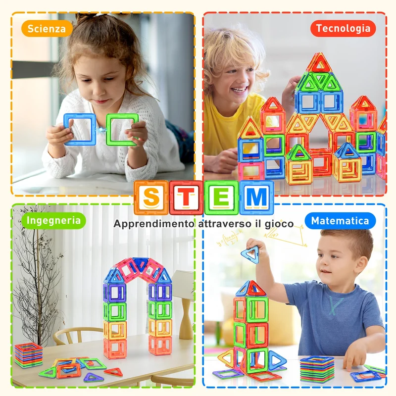 Lovchil Costruzioni Magnetiche, Blocchi Costruzioni Magnetici, Giochi Magnetici per Bambini 3 4 5 6 7 8 Anni, Montessori STEM, Scelta Regalo Perfetta per Ragazzi e Ragazze dai 3-8 Ann - 40 Pezzi