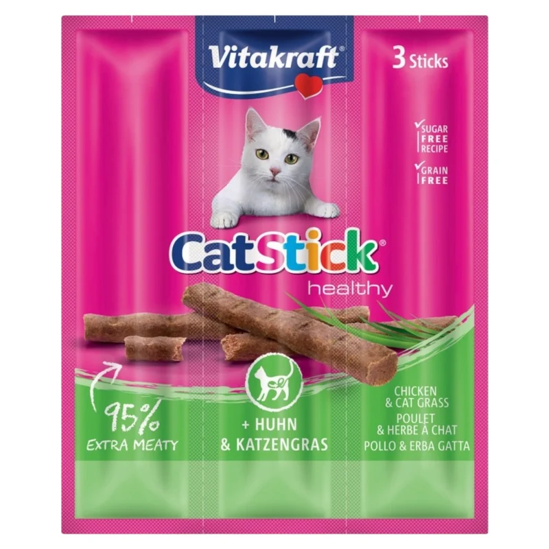 VITAKRAFT Snack Gatto Stick Pollo e Erba Gatta 3pz