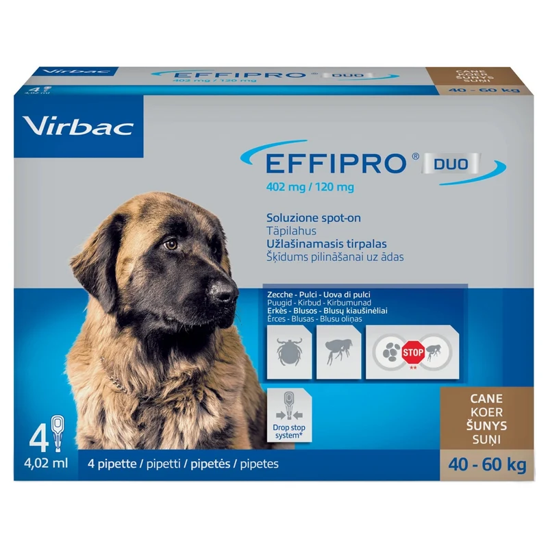 VIRBAC Cane Effipro Spot-On 40-60Kg (4 Pipette)