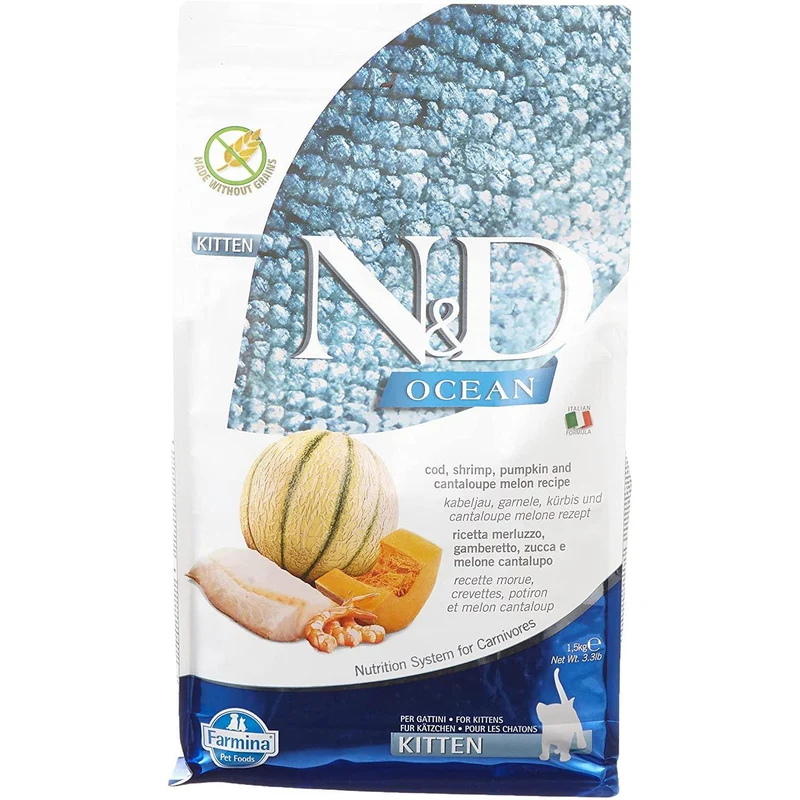 Farmina N&D Ocean Grain Free Kitten Merluzzo Gamberi e Melone 1,5kg