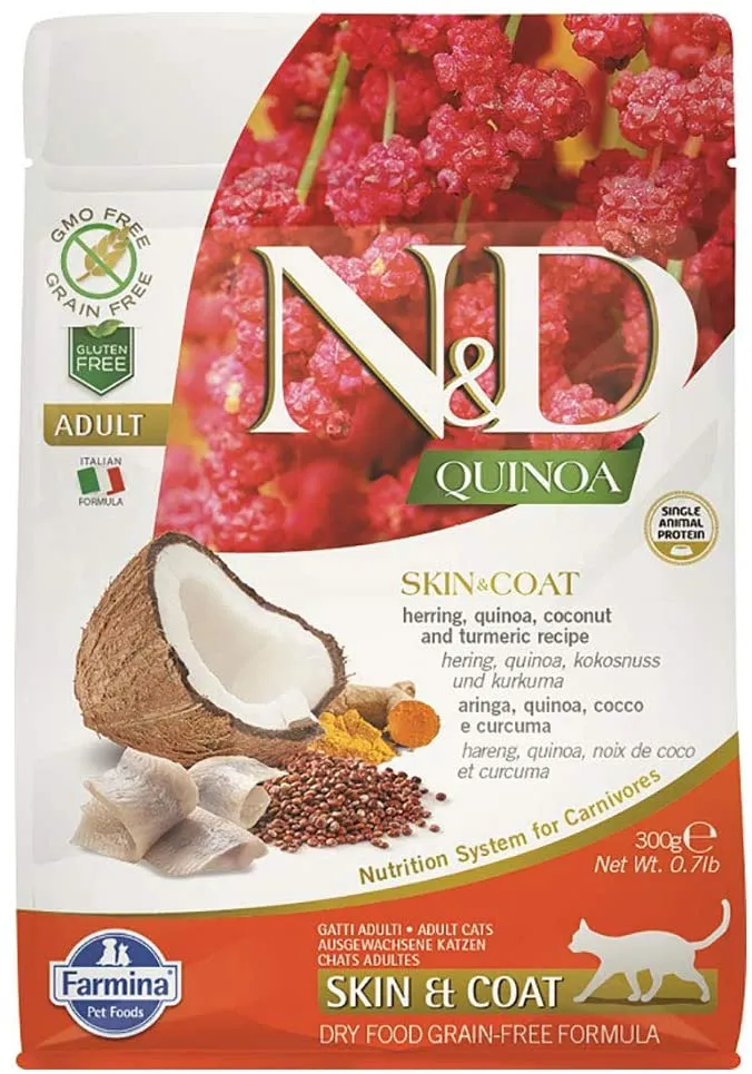 Farmina N&D Quinoa Grain Free Skin&Coat Aringa 300g Crocchette Gatti