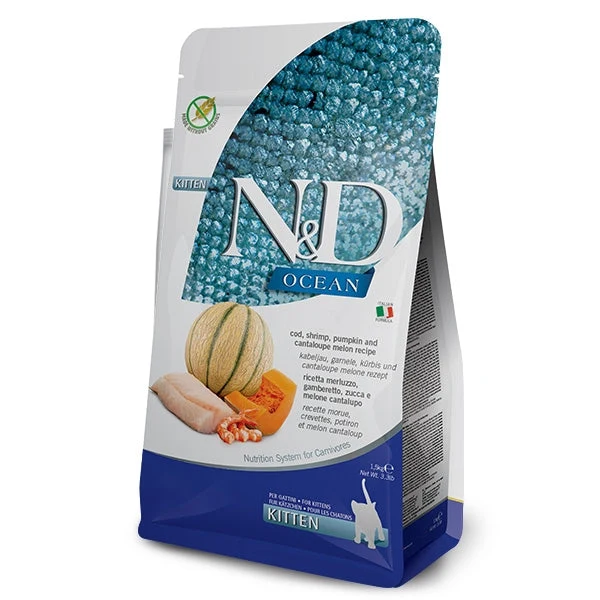 Farmina N&D Ocean Grain Free Kitten Merluzzo Gamberi e Melone 300gr