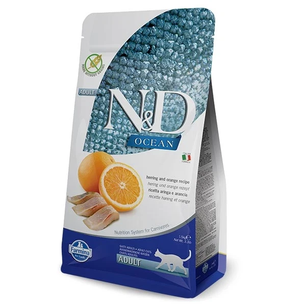 Farmina N&D Ocean Grain Free Aringa e Arancia 300g Crocchette Gatti