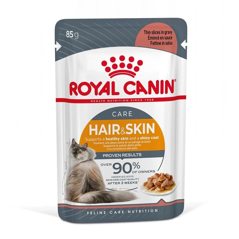 12x85g Royal Canin Hair&Skin Care in Salsa - Umido Gatto