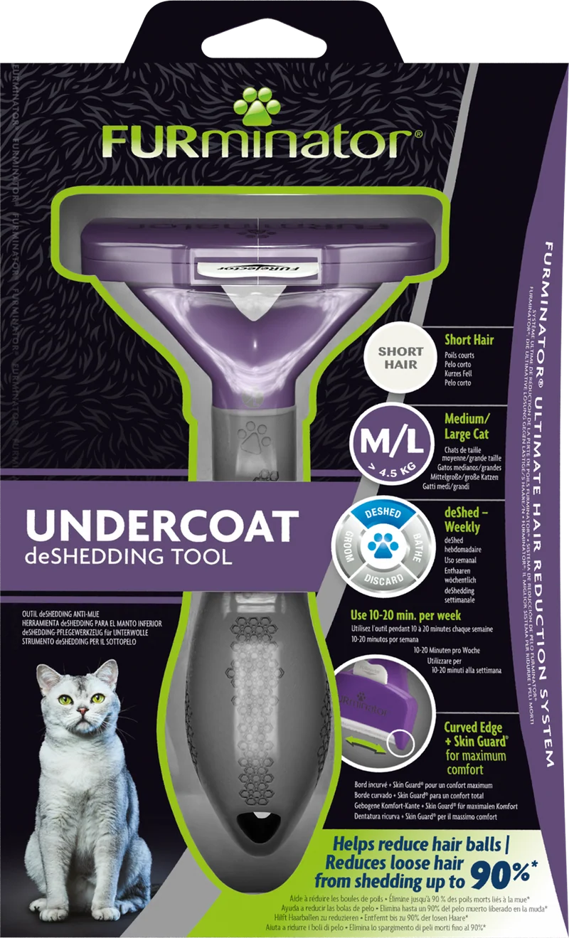 Furminator Strumento deShedding per Gatti Medi o Grandi a Pelo Corto