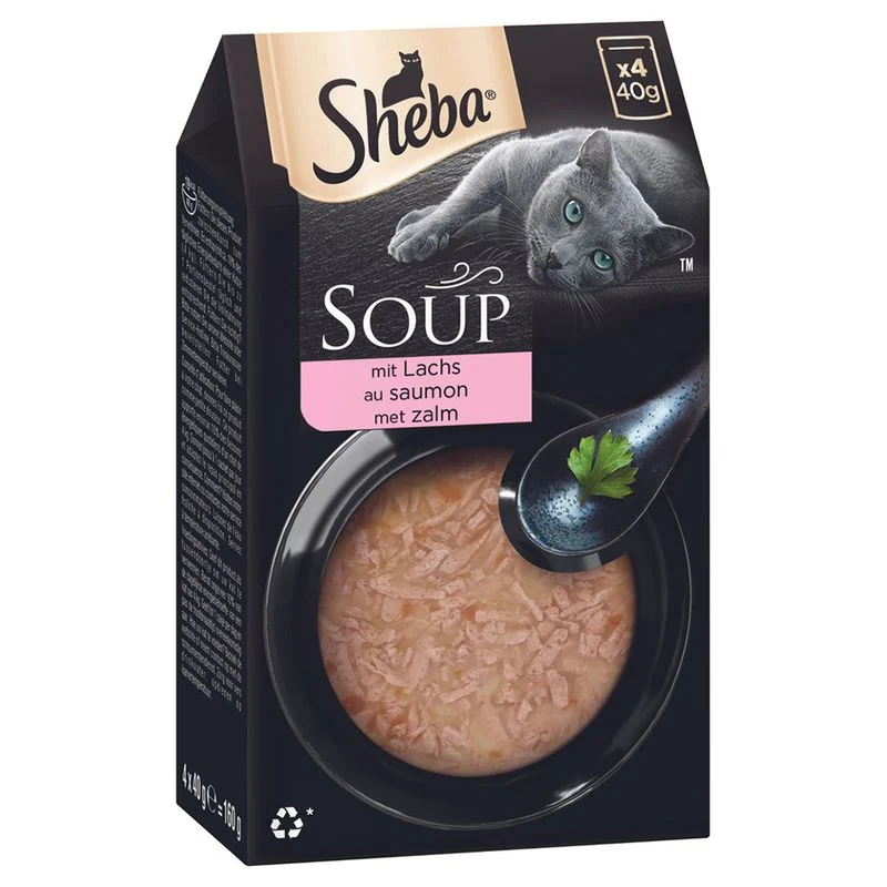Sheba Soup con Salmone 4X40g Cibo Umido per Gatti