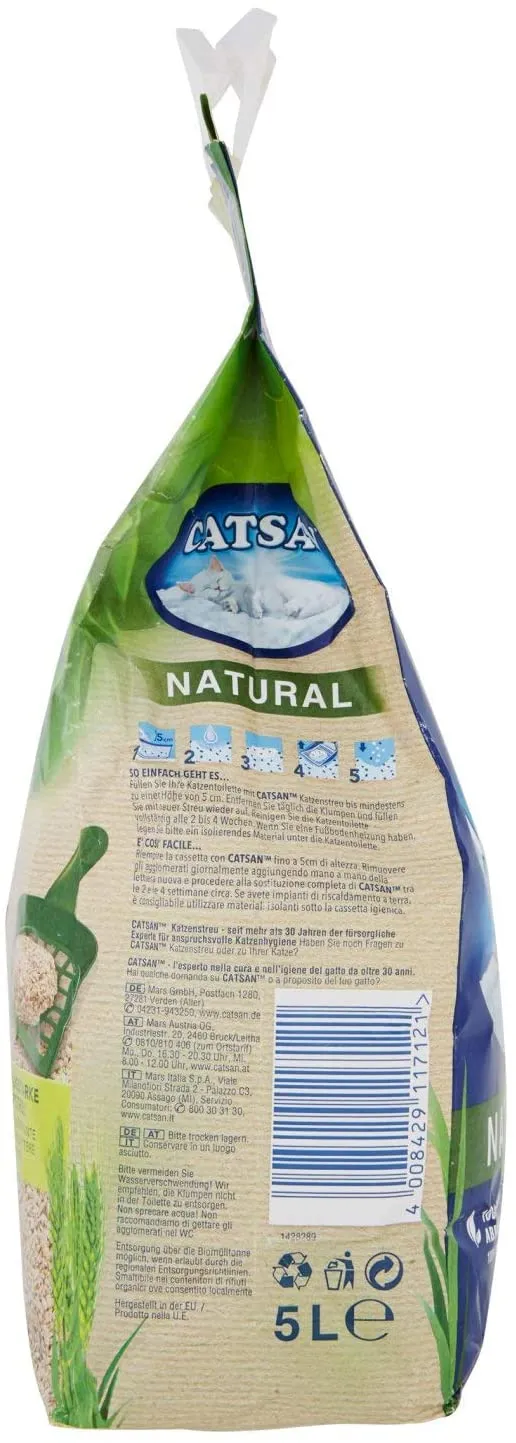 Catsan Natural 5L - Lettiera per Gatti Compostabile