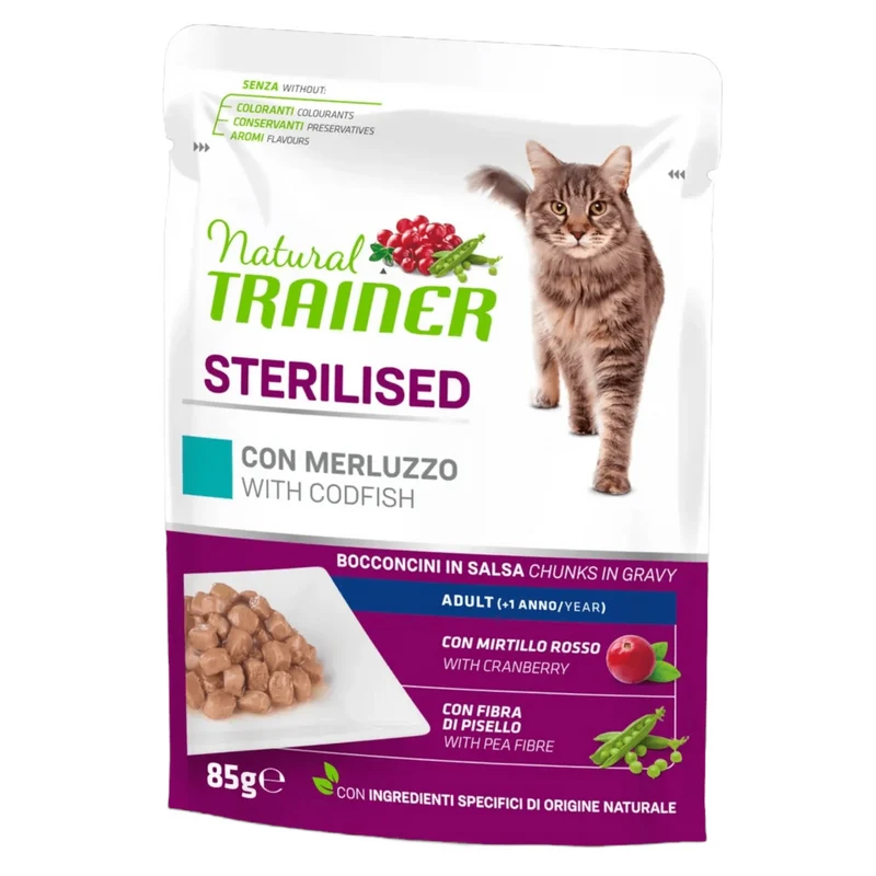 TRAINER Cat Sterilised Bocconcini in salsa Merluzzo 85gr