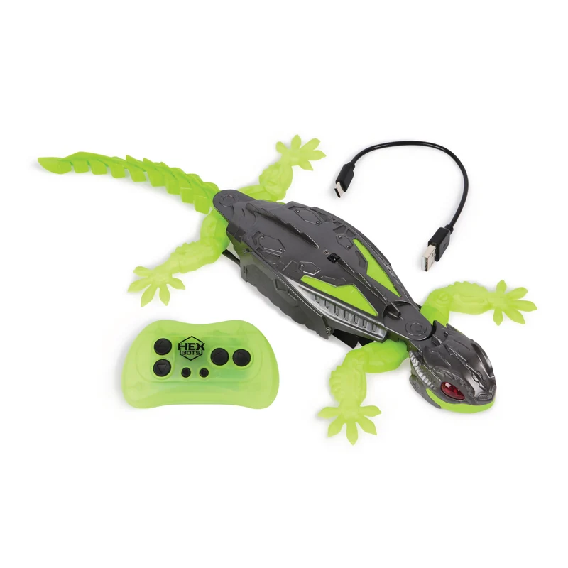 HEX BOTS Geco Telecomandato, Giocattolo Interattivo Radiocomandato, Ricaricabile con Cavetto USB, Si Arrampica sulle Pareti e Corre sui Pavimenti, Giocattolo per Bambini e Bambine, 4+ Anni