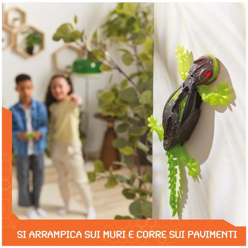 HEX BOTS Geco Telecomandato, Giocattolo Interattivo Radiocomandato, Ricaricabile con Cavetto USB, Si Arrampica sulle Pareti e Corre sui Pavimenti, Giocattolo per Bambini e Bambine, 4+ Anni