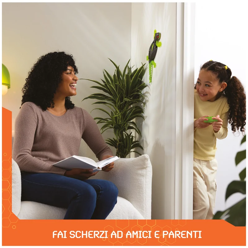 HEX BOTS Geco Telecomandato, Giocattolo Interattivo Radiocomandato, Ricaricabile con Cavetto USB, Si Arrampica sulle Pareti e Corre sui Pavimenti, Giocattolo per Bambini e Bambine, 4+ Anni