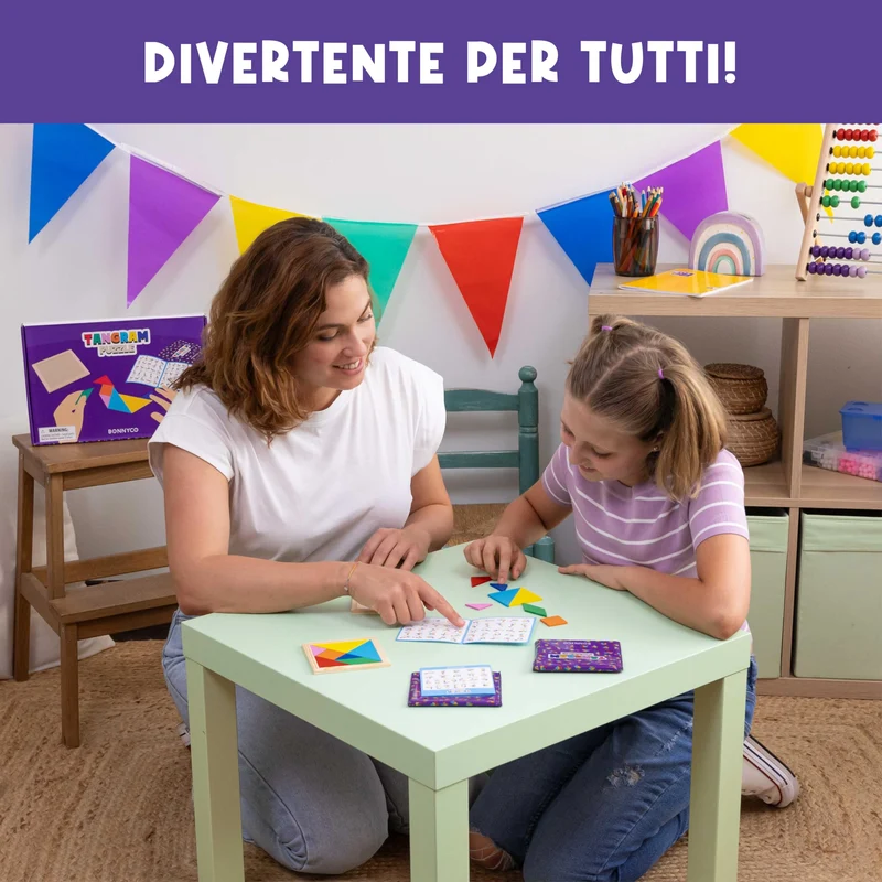 Tangram Legno Bambini Pack 30 Gadget Compleanno Bambini - BONNYCO | Mini Giochi Regalini Fine Festa Compleanno, Regalino Fine Festa Invitati, Persierini Giochini per Feste | Mini Puzzle Gadget Scuola