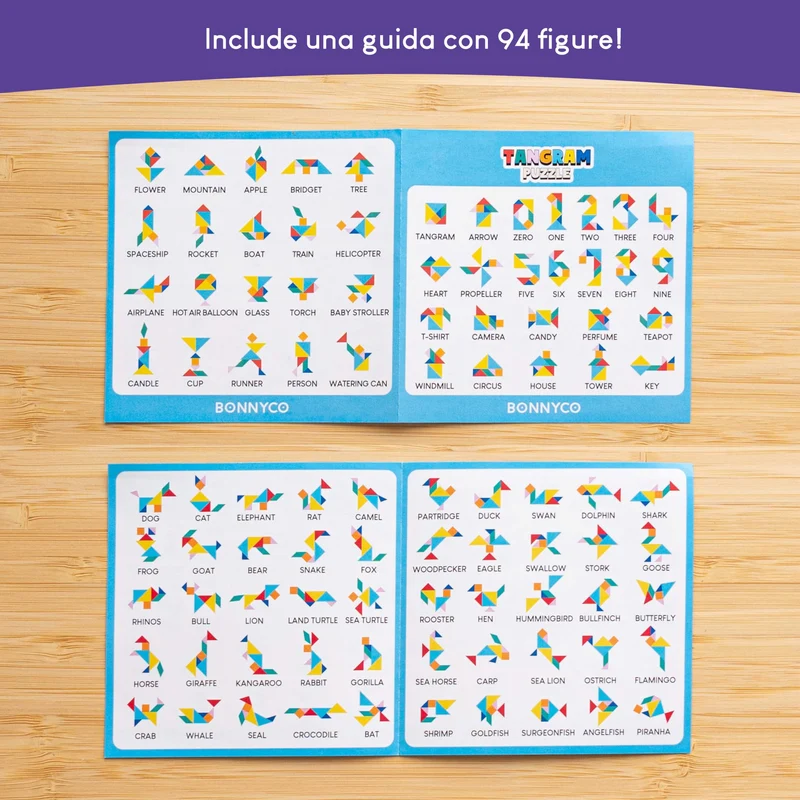 Tangram Legno Bambini Pack 30 Gadget Compleanno Bambini - BONNYCO | Mini Giochi Regalini Fine Festa Compleanno, Regalino Fine Festa Invitati, Persierini Giochini per Feste | Mini Puzzle Gadget Scuola
