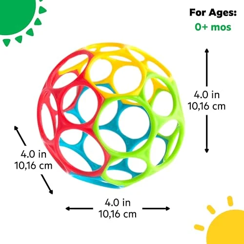 Bright Starts, Set Regalo con Giocattoli Oball Facili da afferrare - Grasp The Day, Confezione da 2 Giocattoli con Pallina e sonaglio, privi di BPA, Unisex, 0+ Mesi