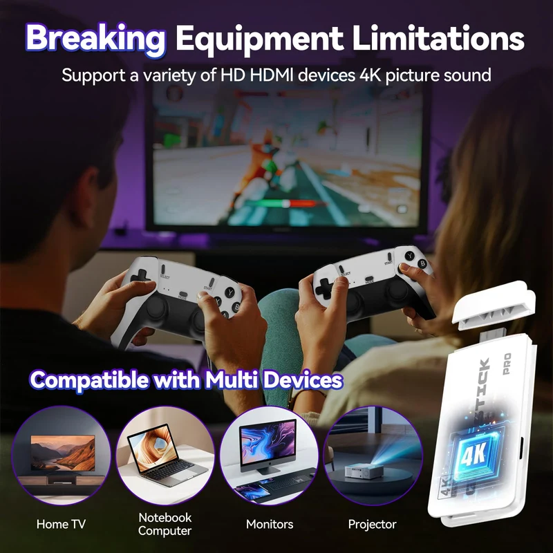 FebotakConsole per videogiochi retrò Febotak 2025 con oltre 40.000 giochi, 23 emulatori, HDM 4K, doppi controller wireless da 2,4 GHz, sistema Plug & Play [Game Boy Advance] (Bianco)