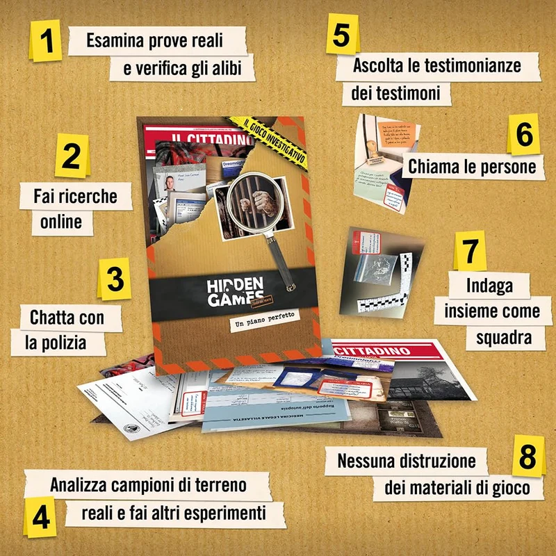 Hidden Games Luogo del Reato - Un piano perfetto - Italiano - Gioco investigativo realistico ed emozionante, tipo Escape Room da tavolo