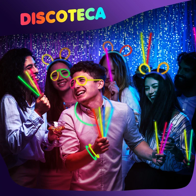 Ziitty Braccialetti Luminosi Fluorescenti , 7 colori Fluo Party Kit Bambini Adulti Starlight 100 Glow Sticks e Connettori per Bracciali Occhiali Gadget per Comleanno Feste Carnevale Capodanno Pasqua