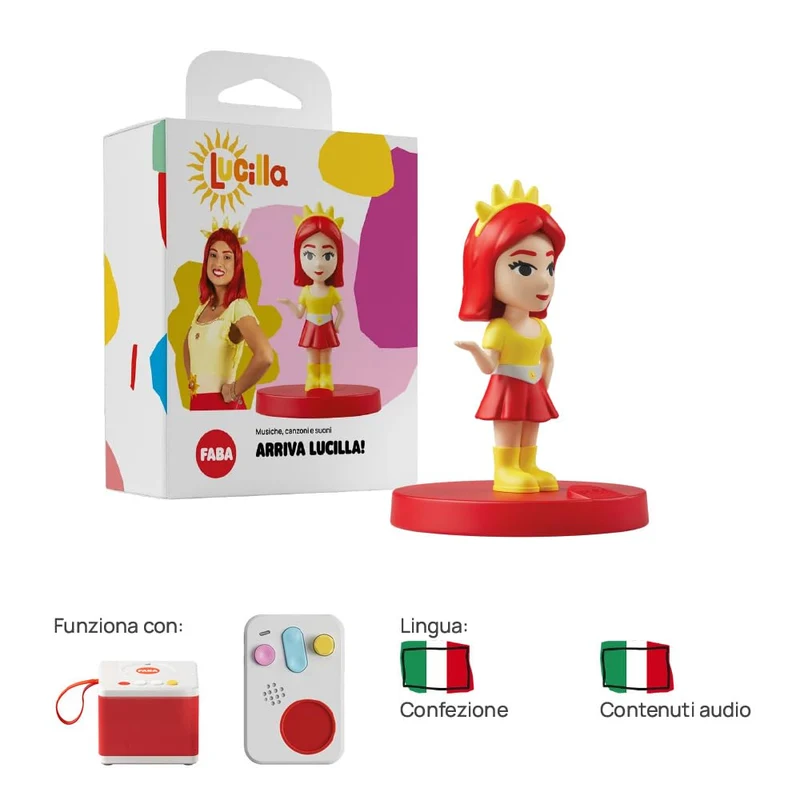 FABA Personaggio Sonoro – Arriva Lucilla! – Musiche, canzoni e suoni per bambini e bambine 1-3 anni - Ascoltabile con FABA Raccontastorie e FABA+, gioco educativo versione italiana