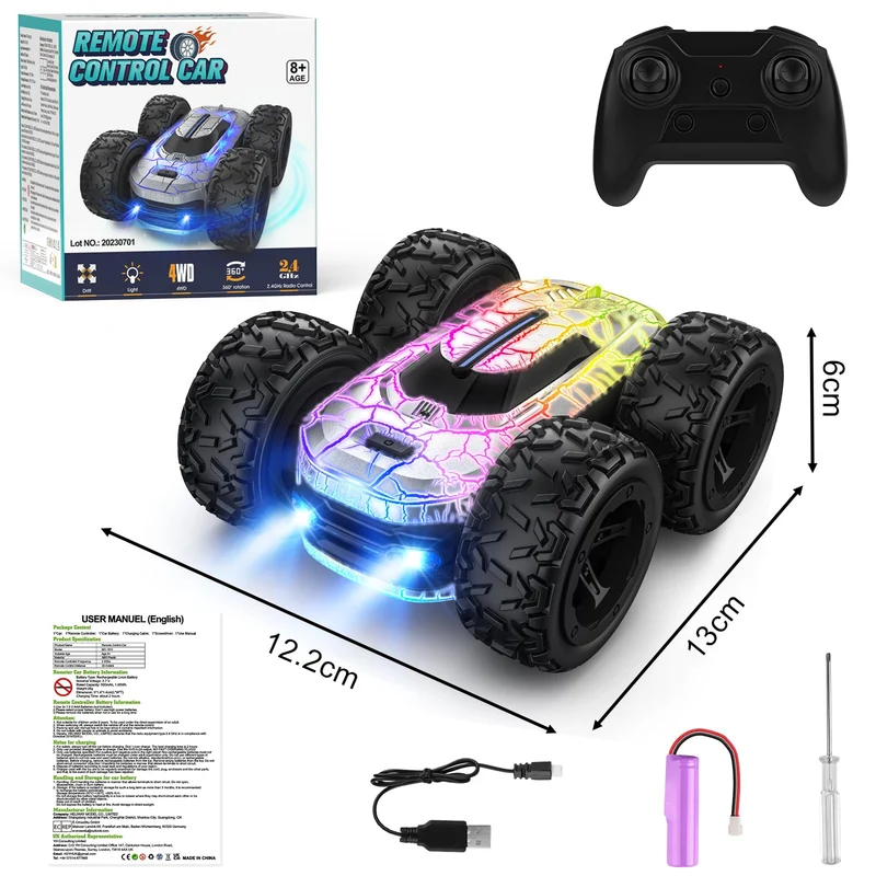 Macchina Telecomandata per Bambini, Rotazione a 360° con Luce LED 2.4GHZ 4WD RC Auto Telecomandata per Bambini 8-12 Anni RC Auto Giochi Interno All'Aperto Giardino Regalo Bambino Compleanno Giocattolo